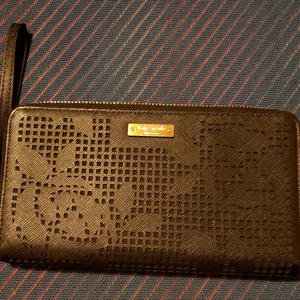 Black, Perforated Kate Spade Wristlet